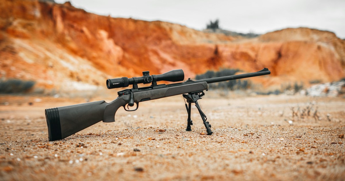 A rifle resting outdoors, illustrating coverage of National Firearms Act litigation